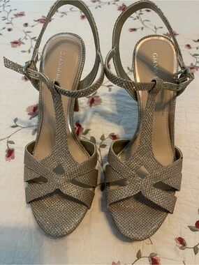Gianni Bini Metallic Gold T-Strap Platform Heels